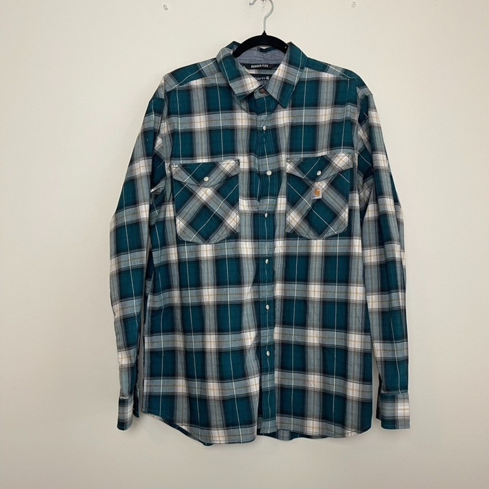 Carhartt Rugged Flex‎ Plaid Relaxed Fit Flannel Button Up Durable Workwear Long